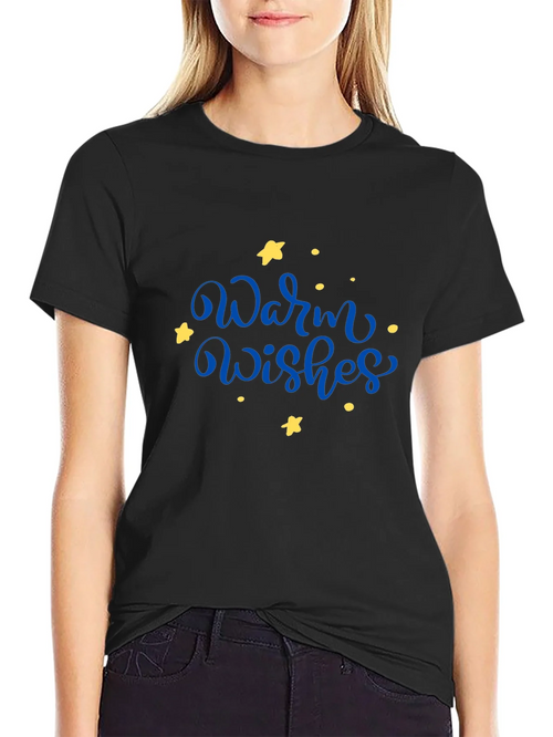 Warm Wishes Graphic Tee - Black Casual T-Shirt