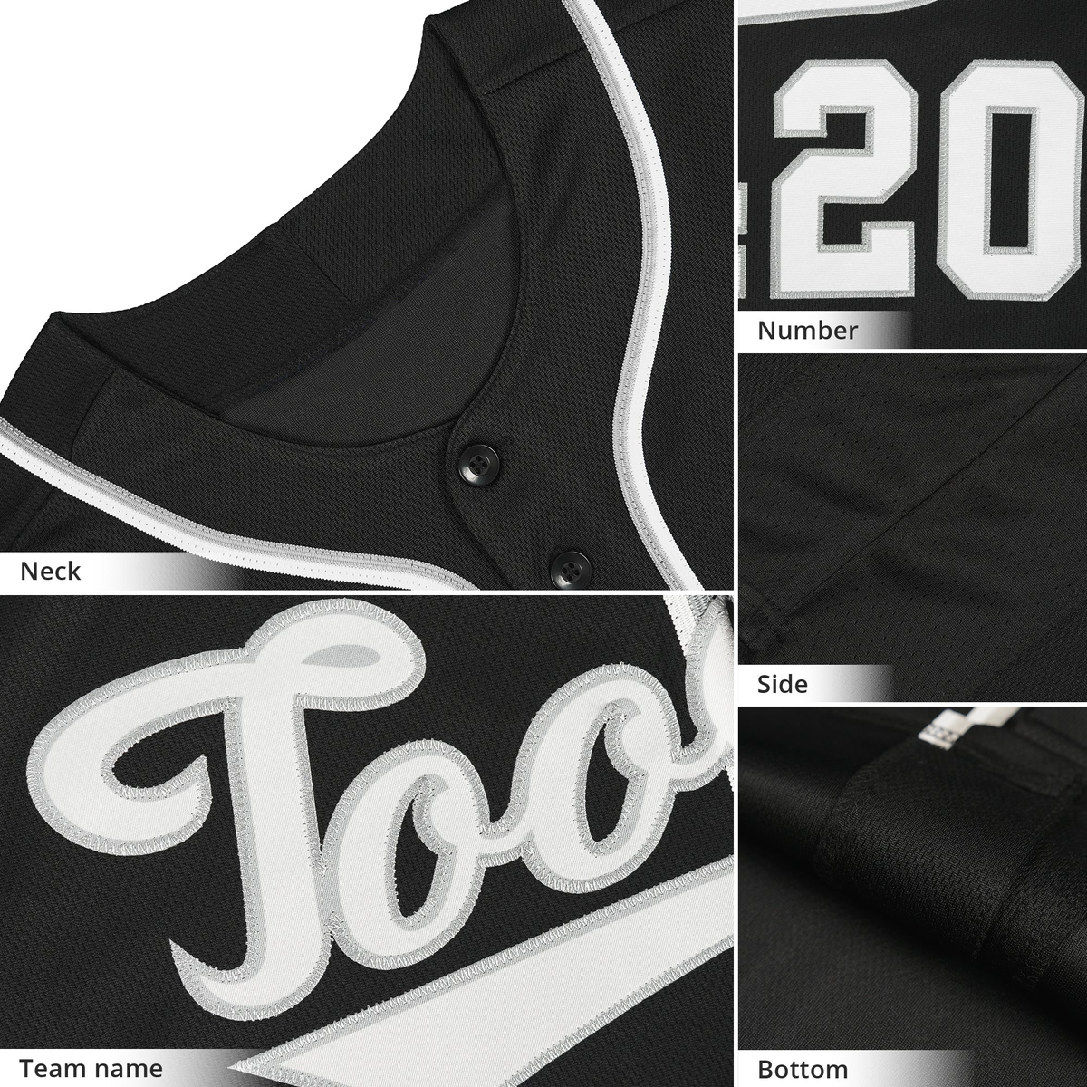 Custom Black Gray-White Classic Style Authentic Baseball Jersey