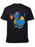 Fire-Breathing Dragon Graphic T-Shirt - Black