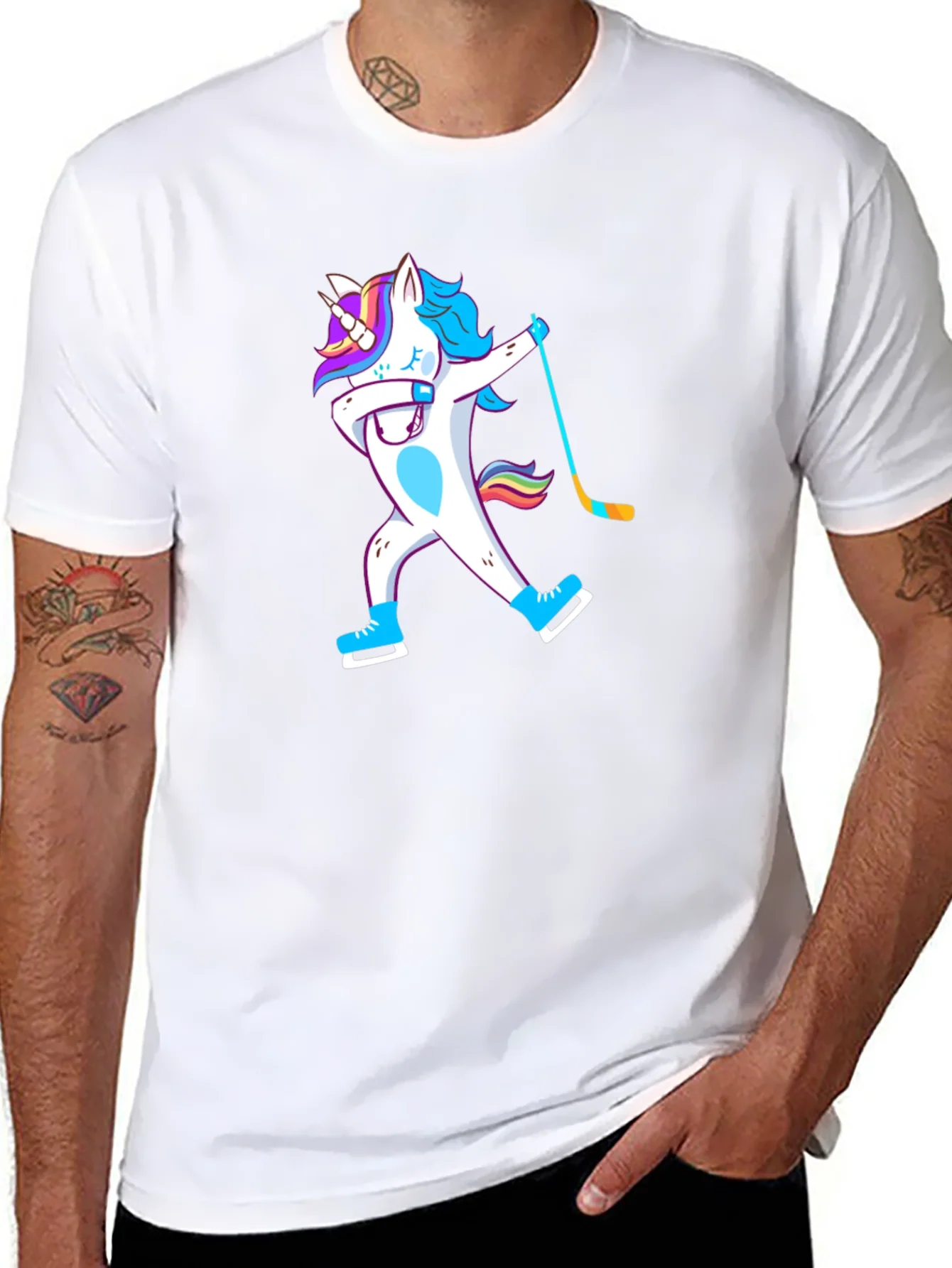 Unicorn Dabbing Hockey Player T-Shirt