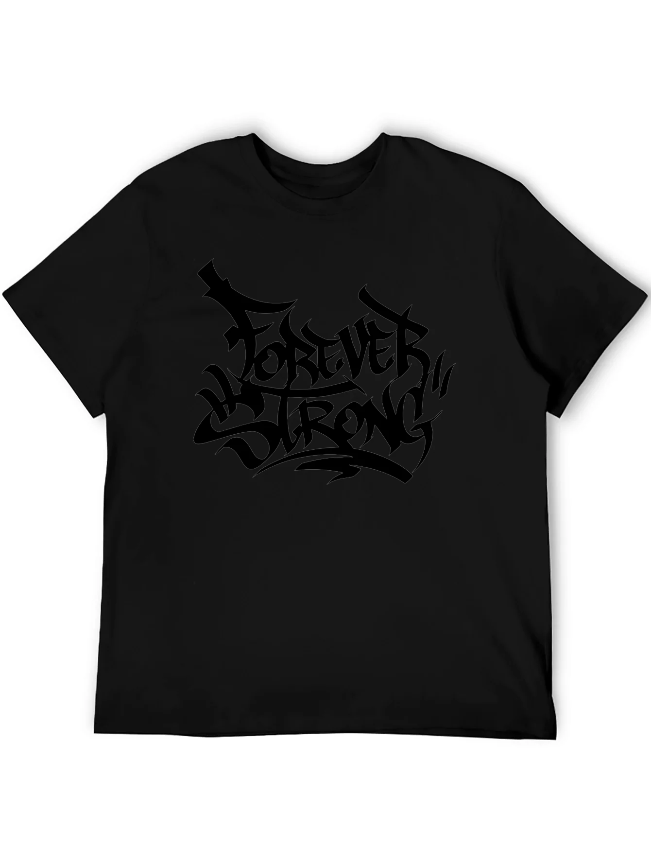 Forever Strong Graphic Tee - Black Cotton Comfort