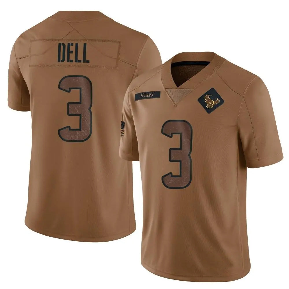 H.Texans #3 Tank Dell Player Brown Salute To Service Limited Football Jerseys