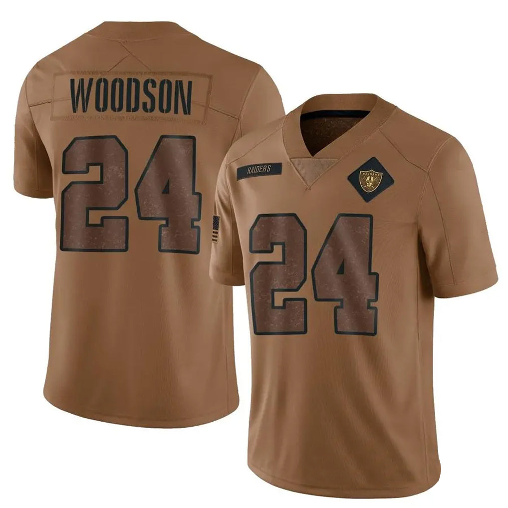 LV.Raiders #24 Charles Woodson Player Brown Salute To Service Limited Football Jerseys