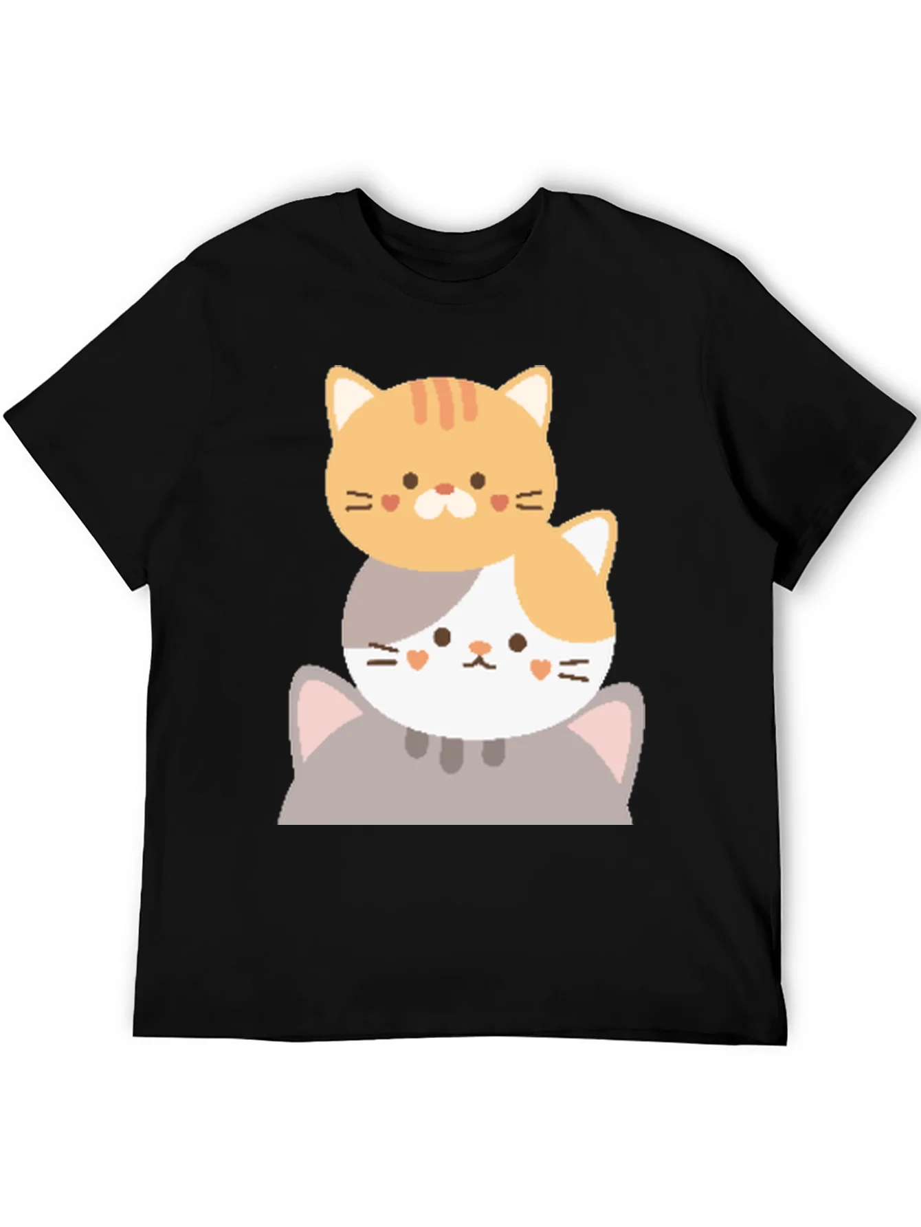 Cute Stacked Cats Graphic T-Shirt