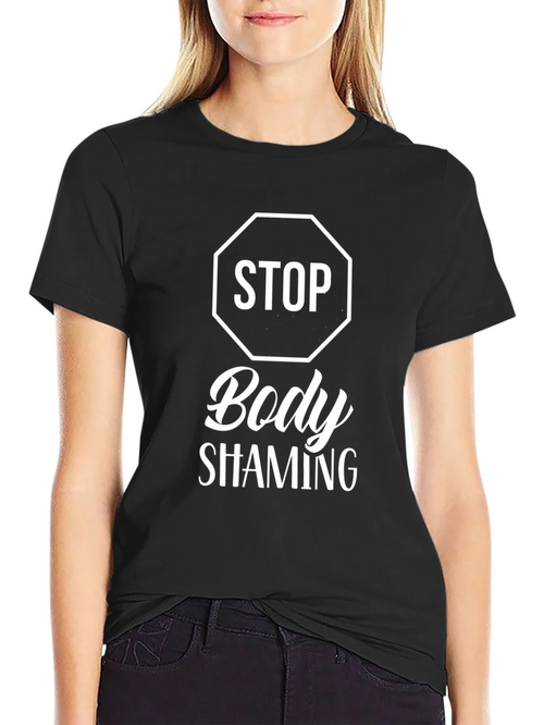 Stop Body Shaming Graphic T-Shirt - Black