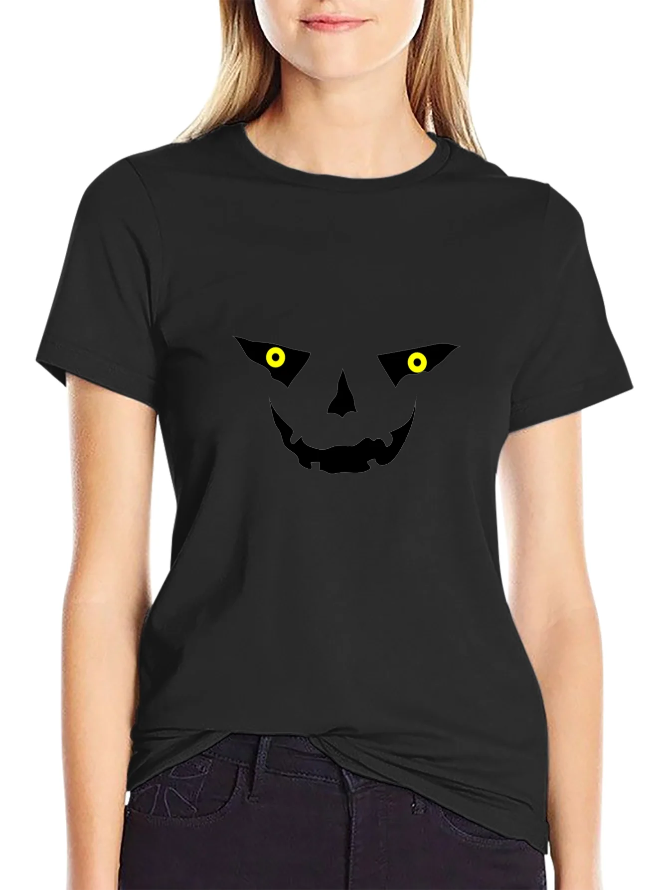 Spooky Jack-o-Lantern Face Black T-Shirt