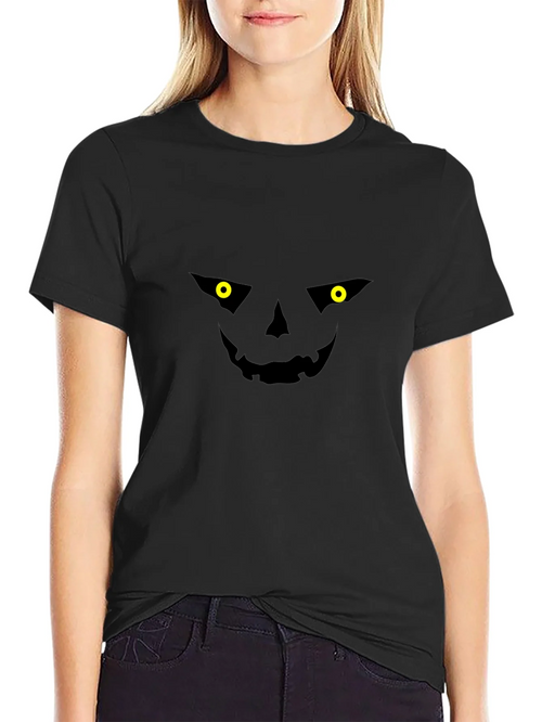 Spooky Jack-o-Lantern Face Black T-Shirt