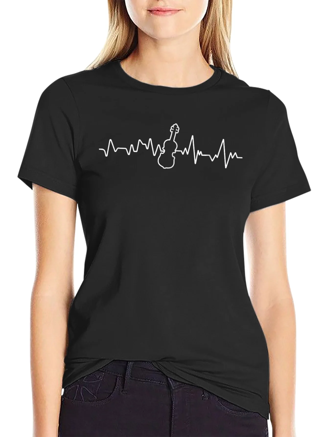 Violin Heartbeat Graphic Tee - Musician T-Shirt