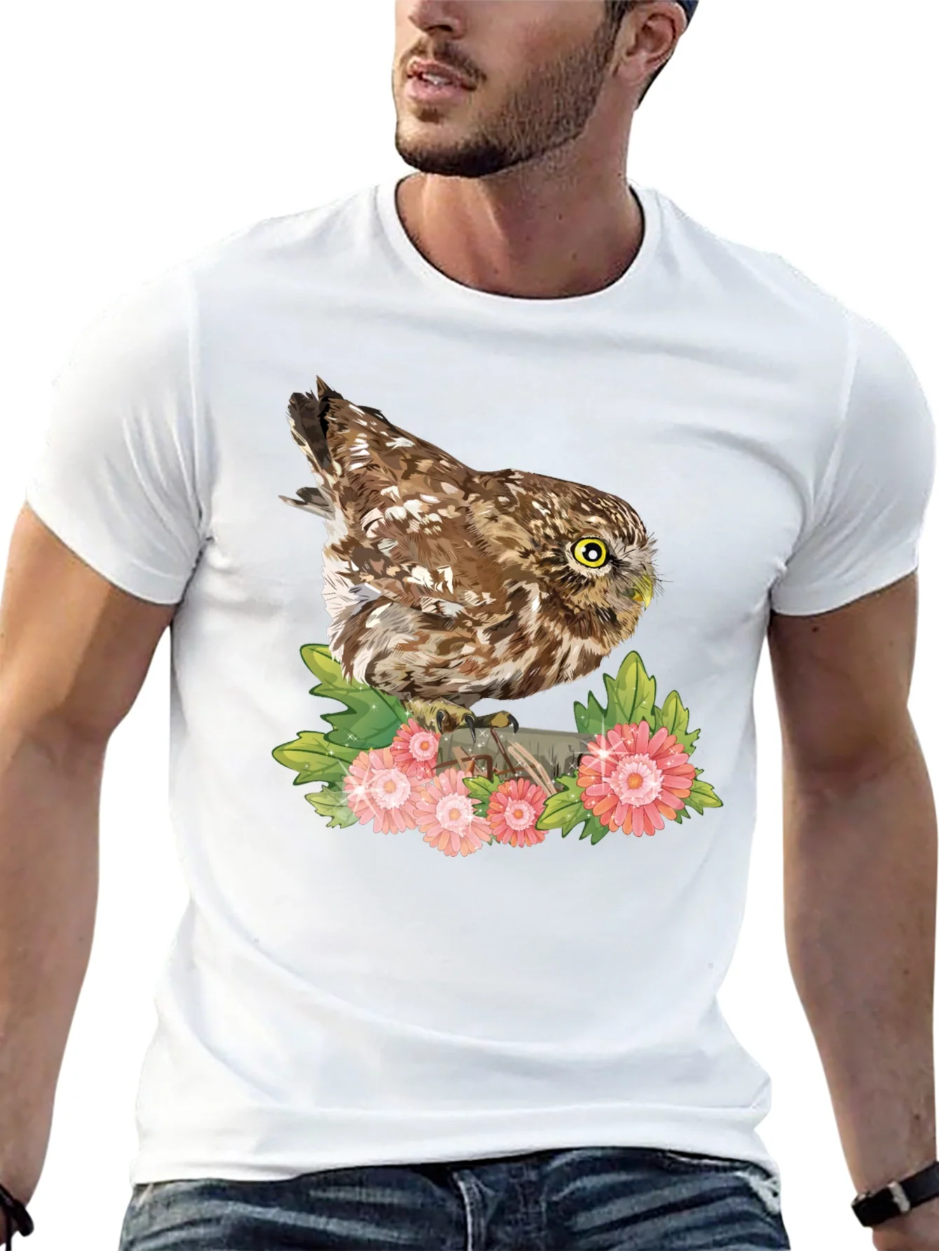 Owl & Floral Print Tee