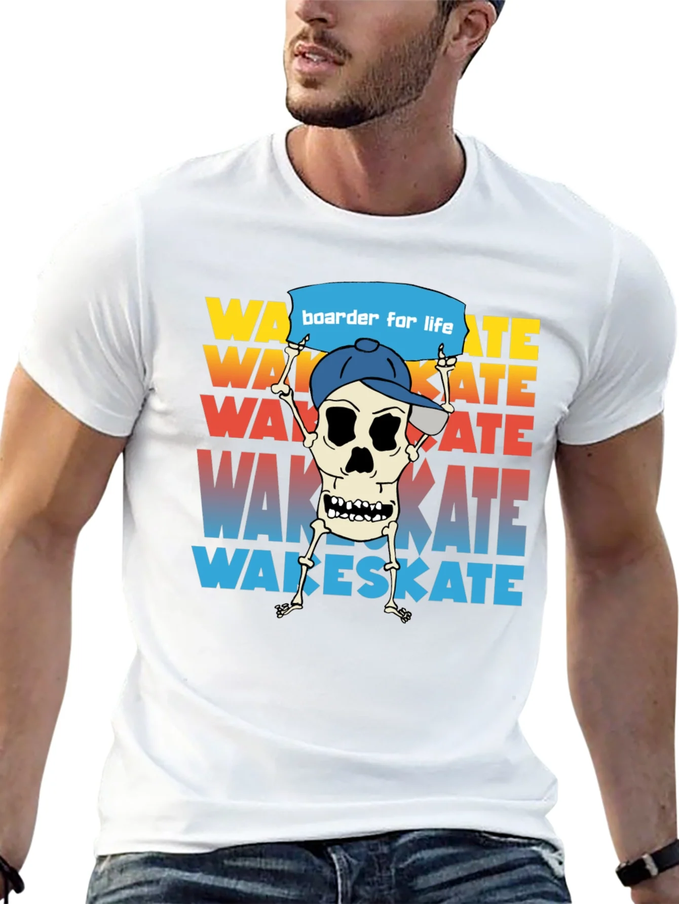 Wake Skate Skeleton Graphic T-Shirt
