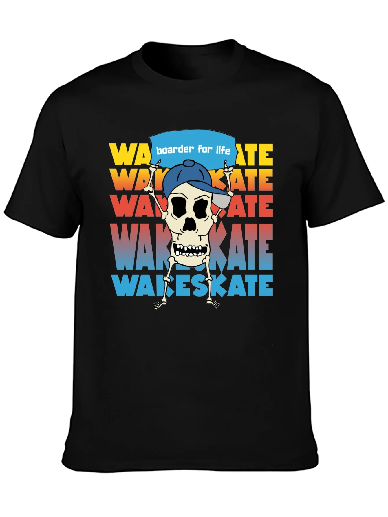 Wake Skate Skeleton Graphic T-Shirt